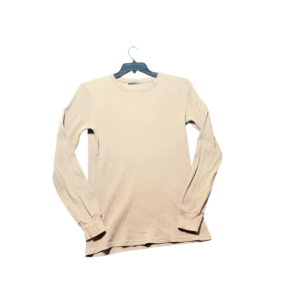 Tna Thermal Shirt Mens Medium Tan‎ Excellent Waffle Knit Long Sleeve